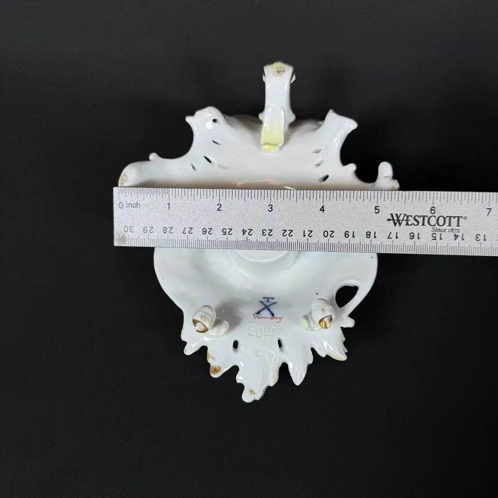 Antique Carl Thieme Dresden Porcelain candle stick candleholder floral gold gild